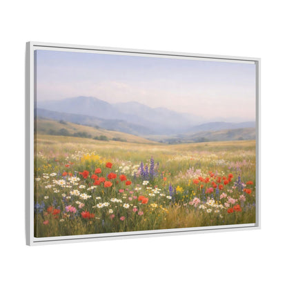 Side Mockup 9. Nature Wildflowers Colorful Meadow shown as stretched canvas wall art