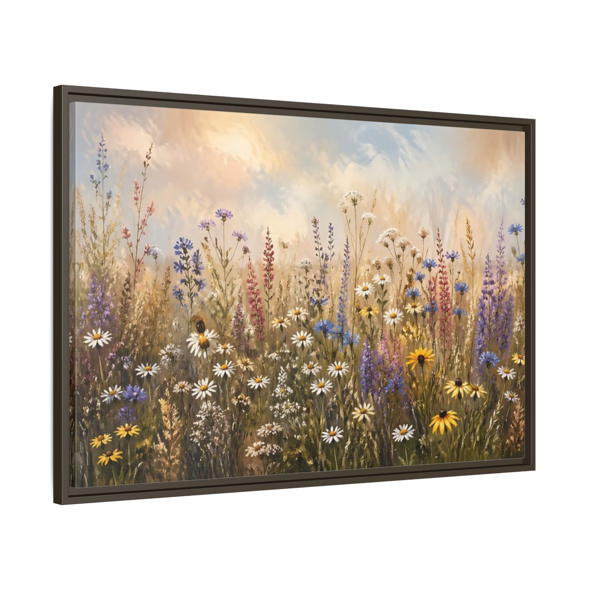 Main Mockup. Nature Wildflowers Colorful Wildflower Field shown as stretched canvas wall art