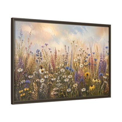 Main Mockup. Nature Wildflowers Colorful Wildflower Field shown as stretched canvas wall art