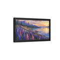 Side Mockup 8. Nature Wildflowers Purple Gold Landscape shown as stretched canvas wall art