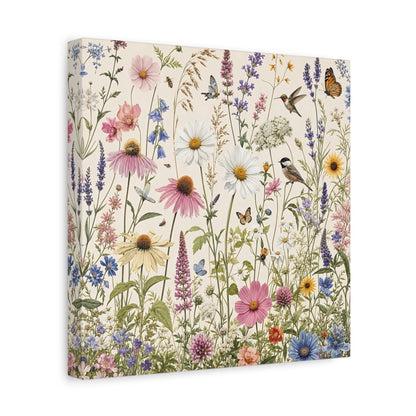Side Mockup 8. Nature Wildflowers Spring Wildflowers shown as stretched canvas wall art