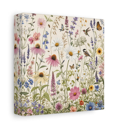 Side Mockup 2. Nature Wildflowers Spring Wildflowers shown as stretched canvas wall art