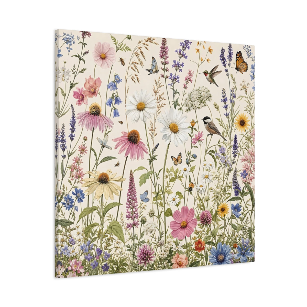 Main Mockup. Nature Wildflowers Spring Wildflowers shown as stretched canvas wall art