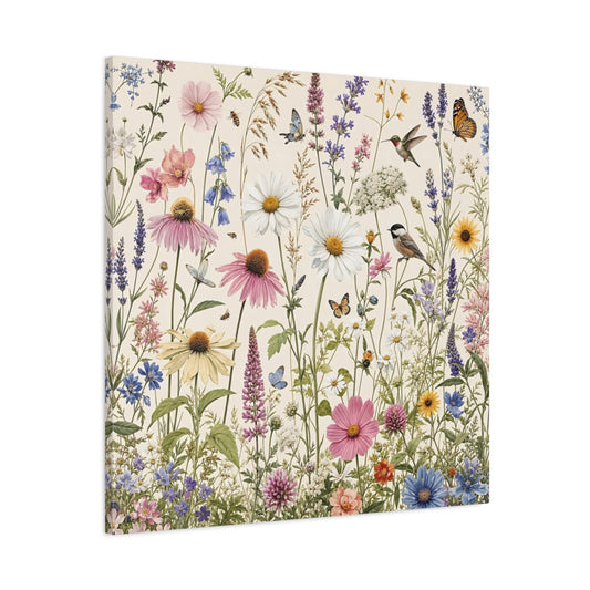 Main Mockup. Nature Wildflowers Spring Wildflowers shown as stretched canvas wall art
