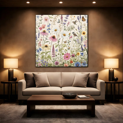 Mockup 2. Nature Wildflowers Spring Wildflowers shown as stretched canvas wall art