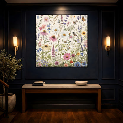 Mockup 4. Nature Wildflowers Spring Wildflowers shown as stretched canvas wall art