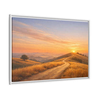 Side Mockup 9. Nature Winding Path Golden Sunset Landscape shown as stretched canvas wall art