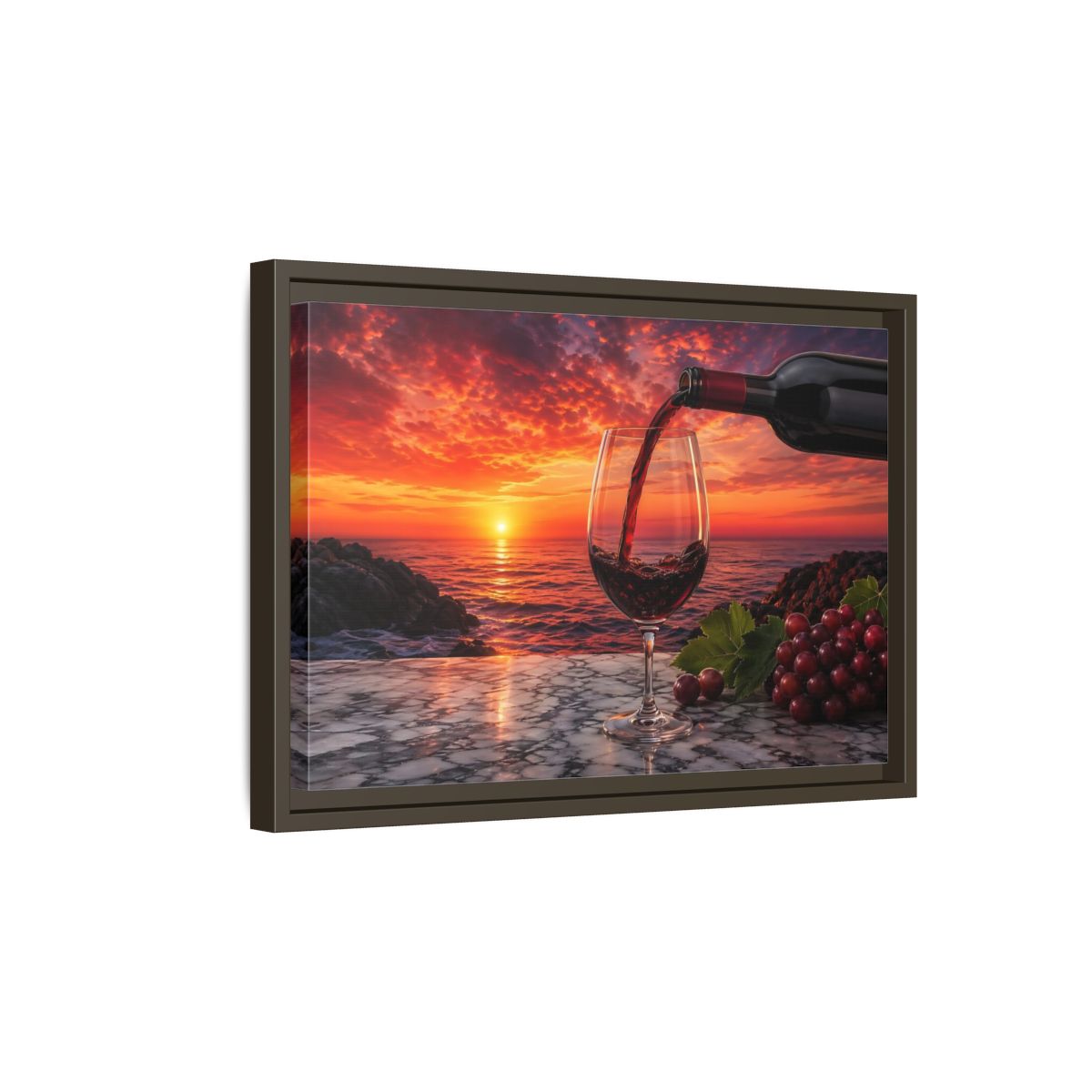 Side Mockup 5. Nature Wine Glass Red Sunset shown as stretched canvas wall art