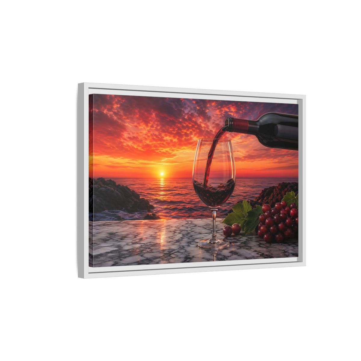 Side Mockup 1. Nature Wine Glass Red Sunset shown as stretched canvas wall art