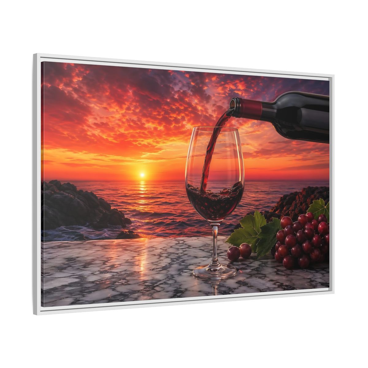 Side Mockup 7. Nature Wine Glass Red Sunset shown as stretched canvas wall art