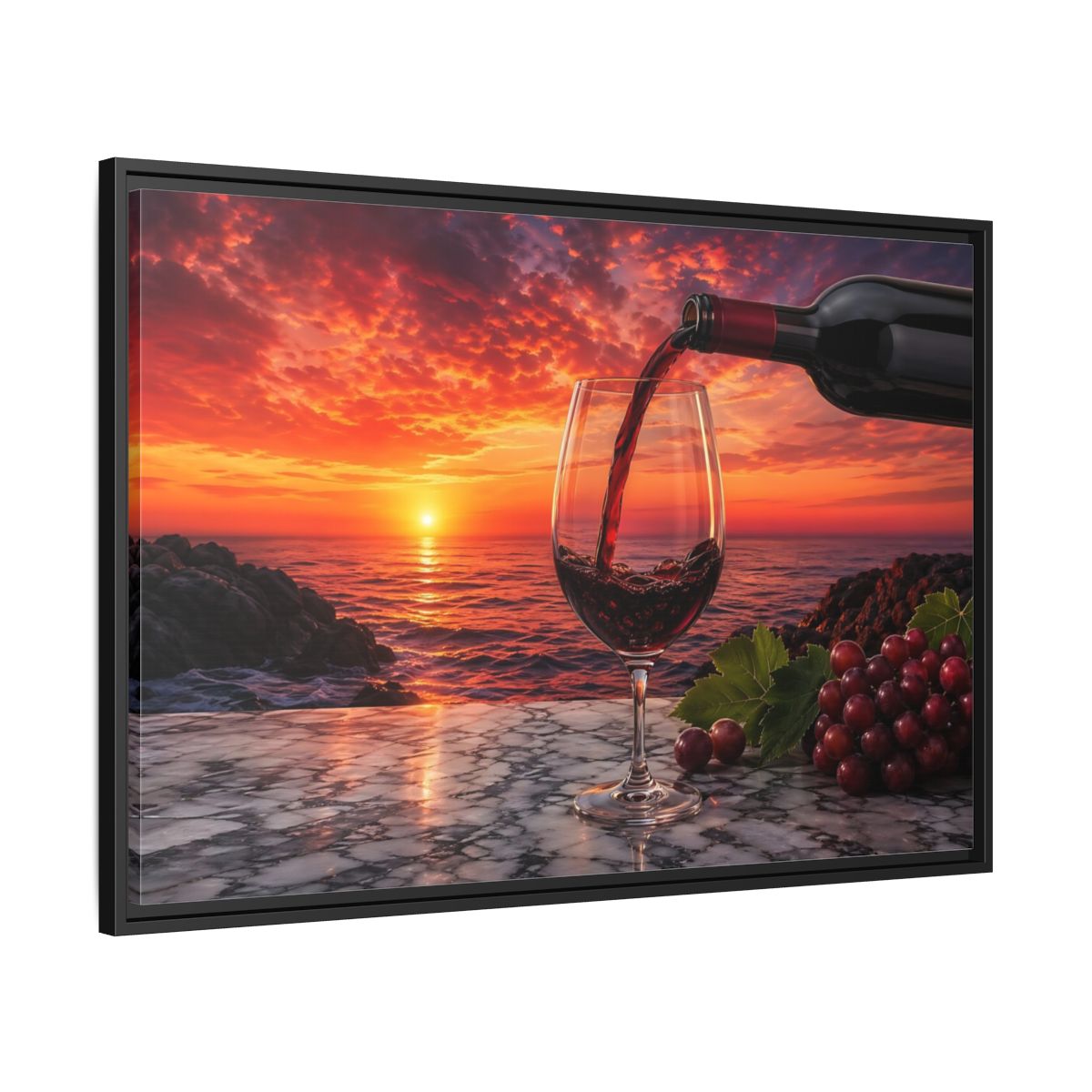 Side Mockup 13. Nature Wine Glass Red Sunset shown as stretched canvas wall art