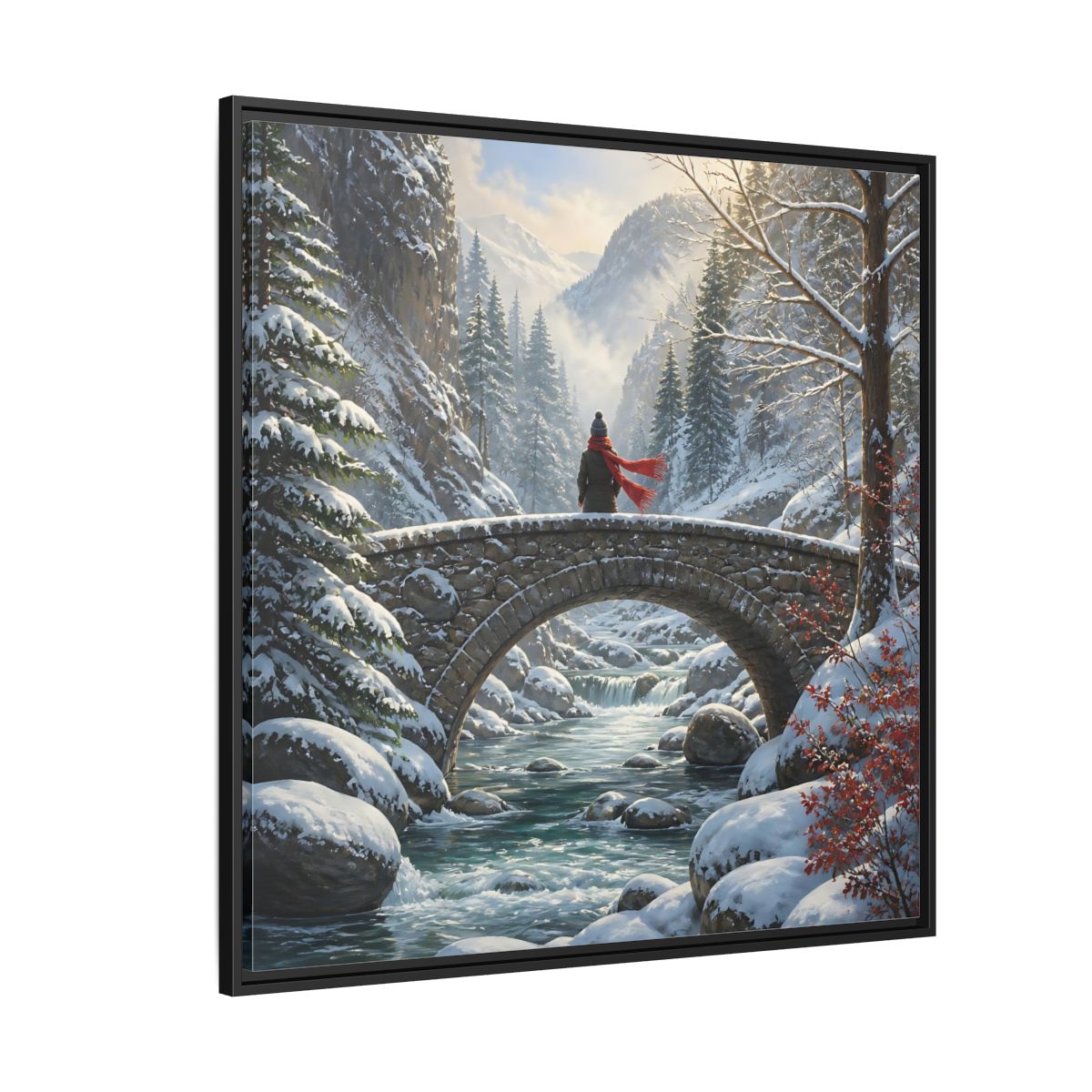 Side Mockup 6. Nature Winter Landscape Winter Landscape shown as stretched canvas wall art
