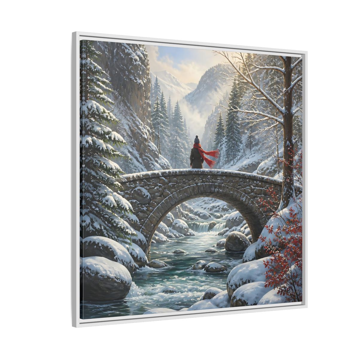 Side Mockup 4. Nature Winter Landscape Winter Landscape shown as stretched canvas wall art
