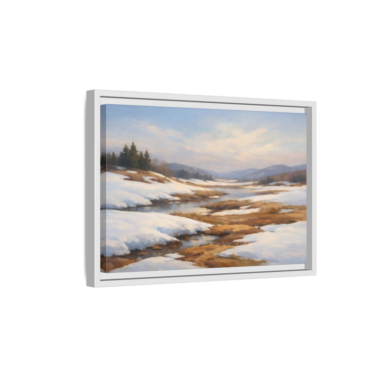 Side Mockup 4. Nature Winter Landscape Winter Landscape shown as stretched canvas wall art