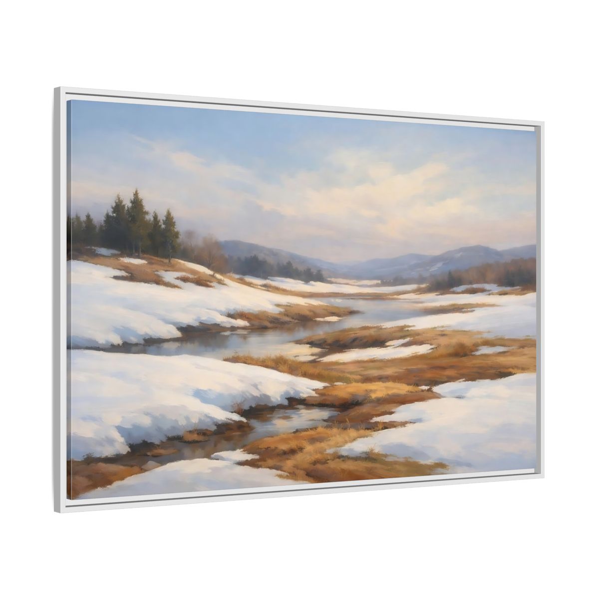 Side Mockup 7. Nature Winter Landscape Winter Landscape shown as stretched canvas wall art