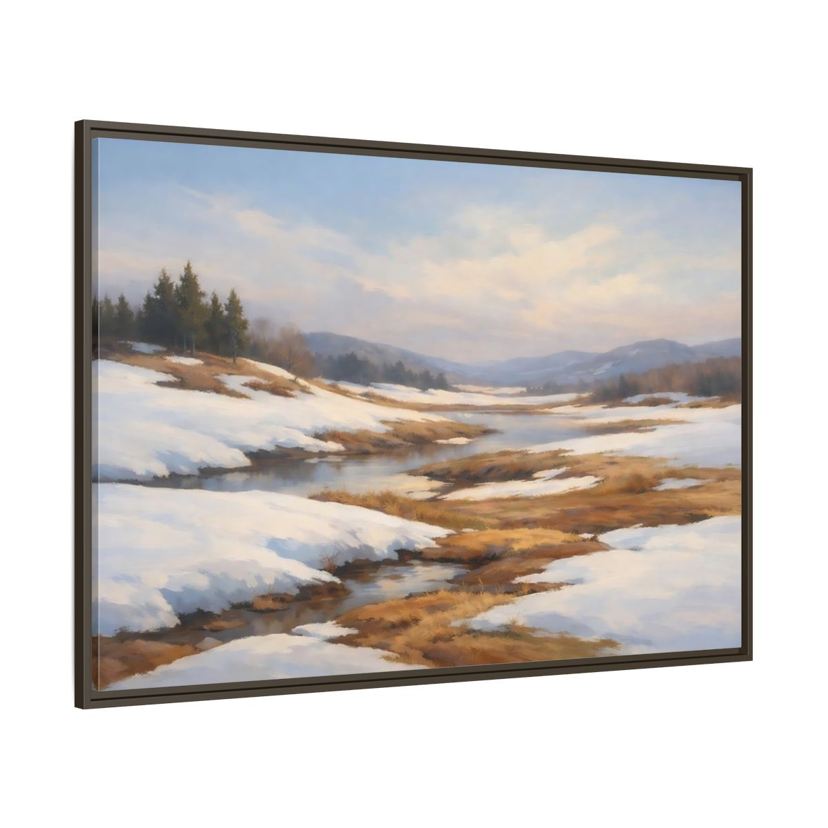 Side Mockup 8. Nature Winter Landscape Winter Landscape shown as stretched canvas wall art