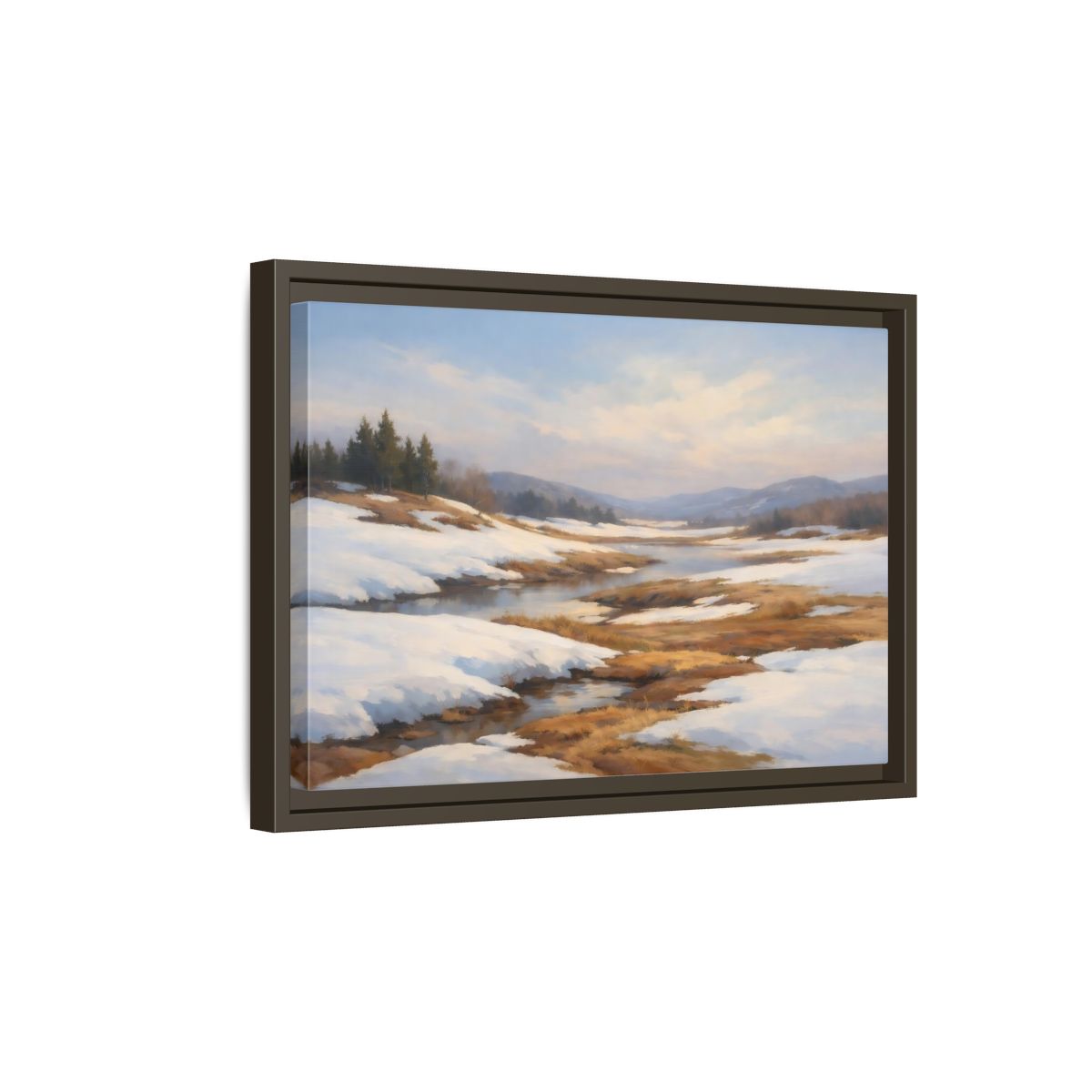 Side Mockup 5. Nature Winter Landscape Winter Landscape shown as stretched canvas wall art