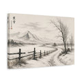 Side Mockup 4. Nature Winter Landscape Monochrome Winter shown as stretched canvas wall art