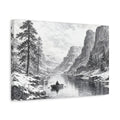 Side Mockup 4. Nature Winter Landscape Monochrome Winter shown as stretched canvas wall art