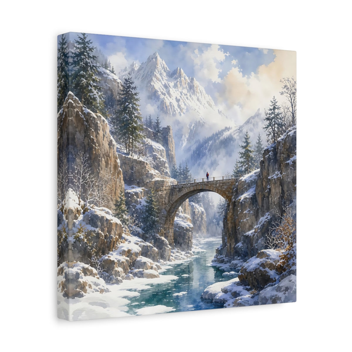 Side Mockup 8. Nature Winter Landscape Winter Mountain shown as stretched canvas wall art