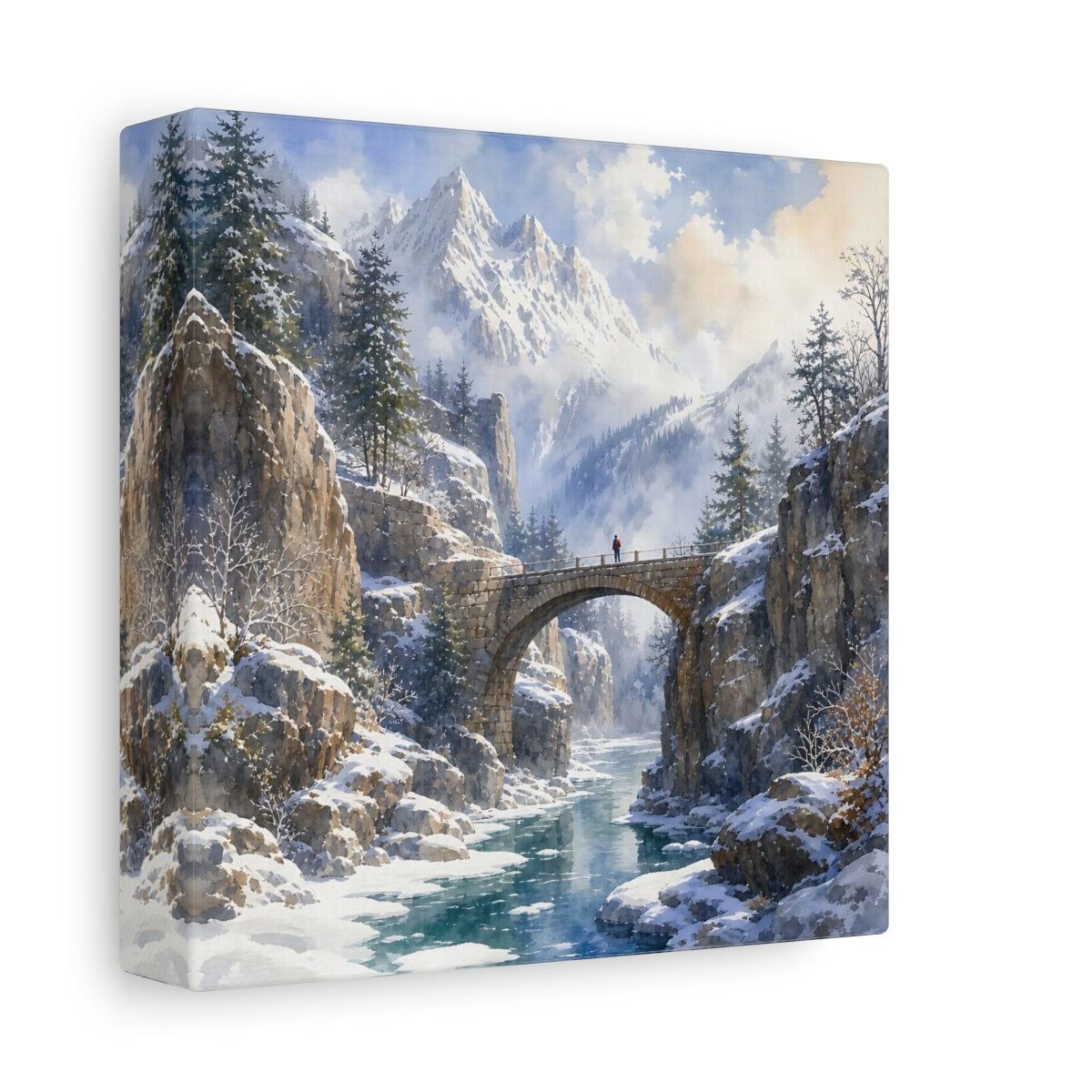 Side Mockup 2. Nature Winter Landscape Winter Mountain shown as stretched canvas wall art
