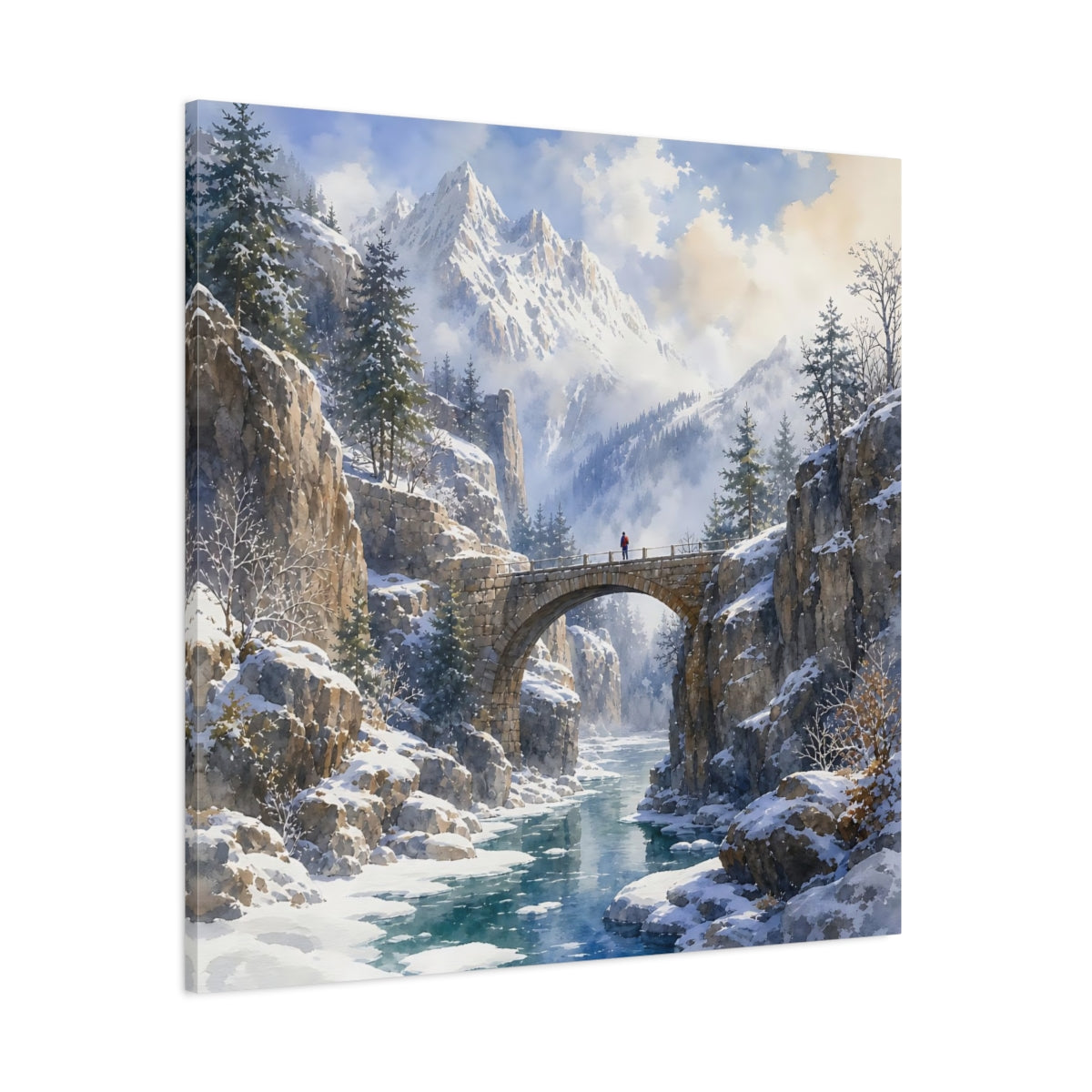 Side Mockup 1. Nature Winter Landscape Winter Mountain shown as stretched canvas wall art