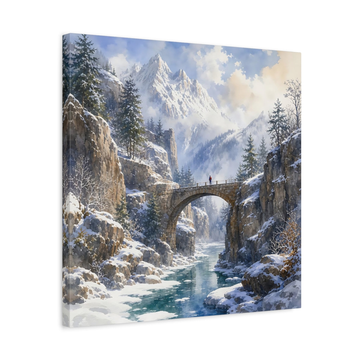 Side Mockup 5. Nature Winter Landscape Winter Mountain shown as stretched canvas wall art