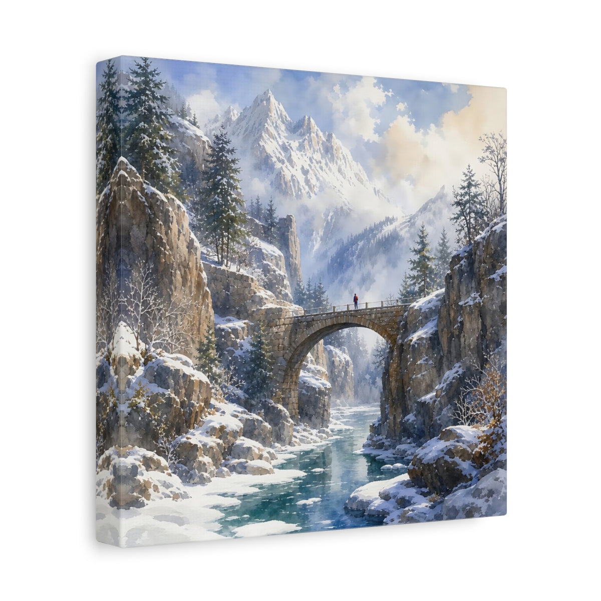 Side Mockup 9. Nature Winter Landscape Winter Mountain shown as stretched canvas wall art