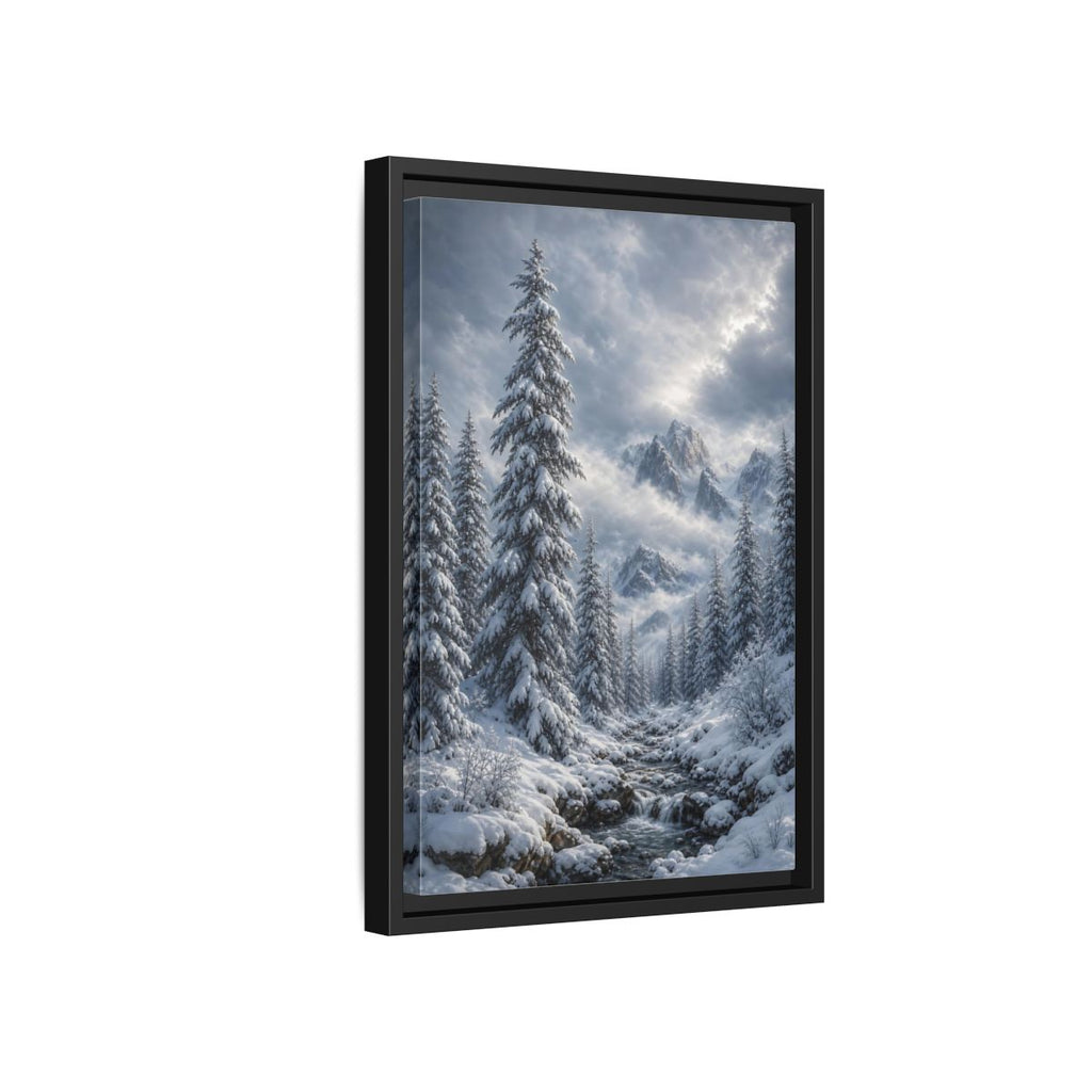 Side Mockup 6. Nature Winter Landscape Winter Snow Scene shown as stretched canvas wall art