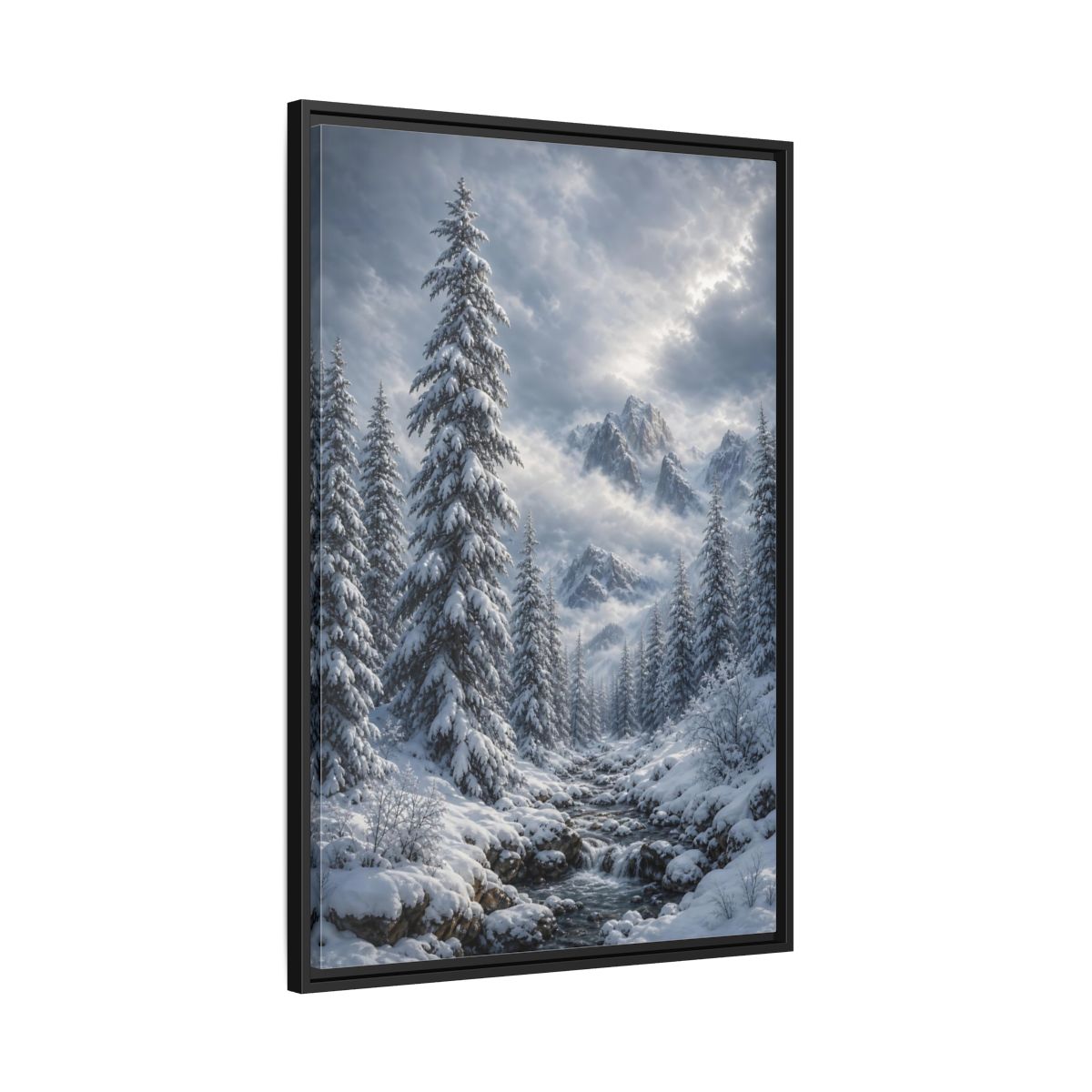 Side Mockup 13. Nature Winter Landscape Winter Snow Scene shown as stretched canvas wall art