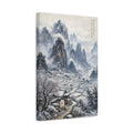 Side Mockup 4. Nature Winter Landscape Snowy Asian Landscape shown as stretched canvas wall art