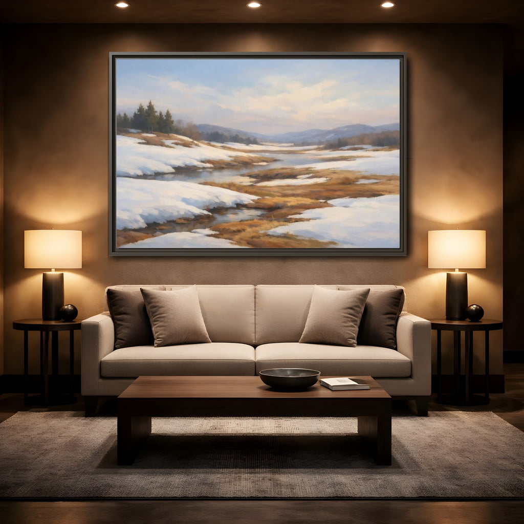 Mockup 2. Nature Winter Landscape Winter Landscape shown as stretched canvas wall art