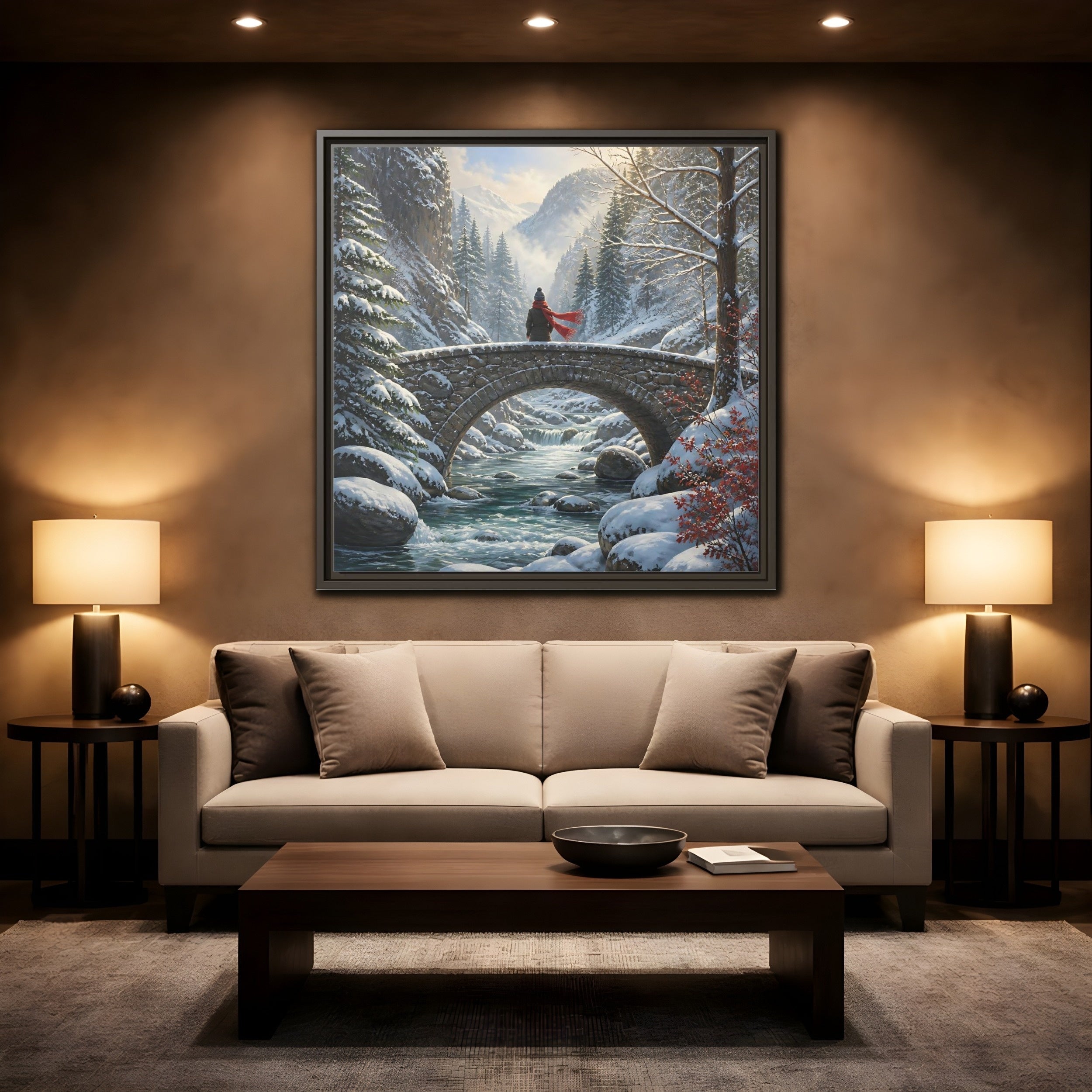 Mockup 2. Nature Winter Landscape Winter Landscape shown as stretched canvas wall art