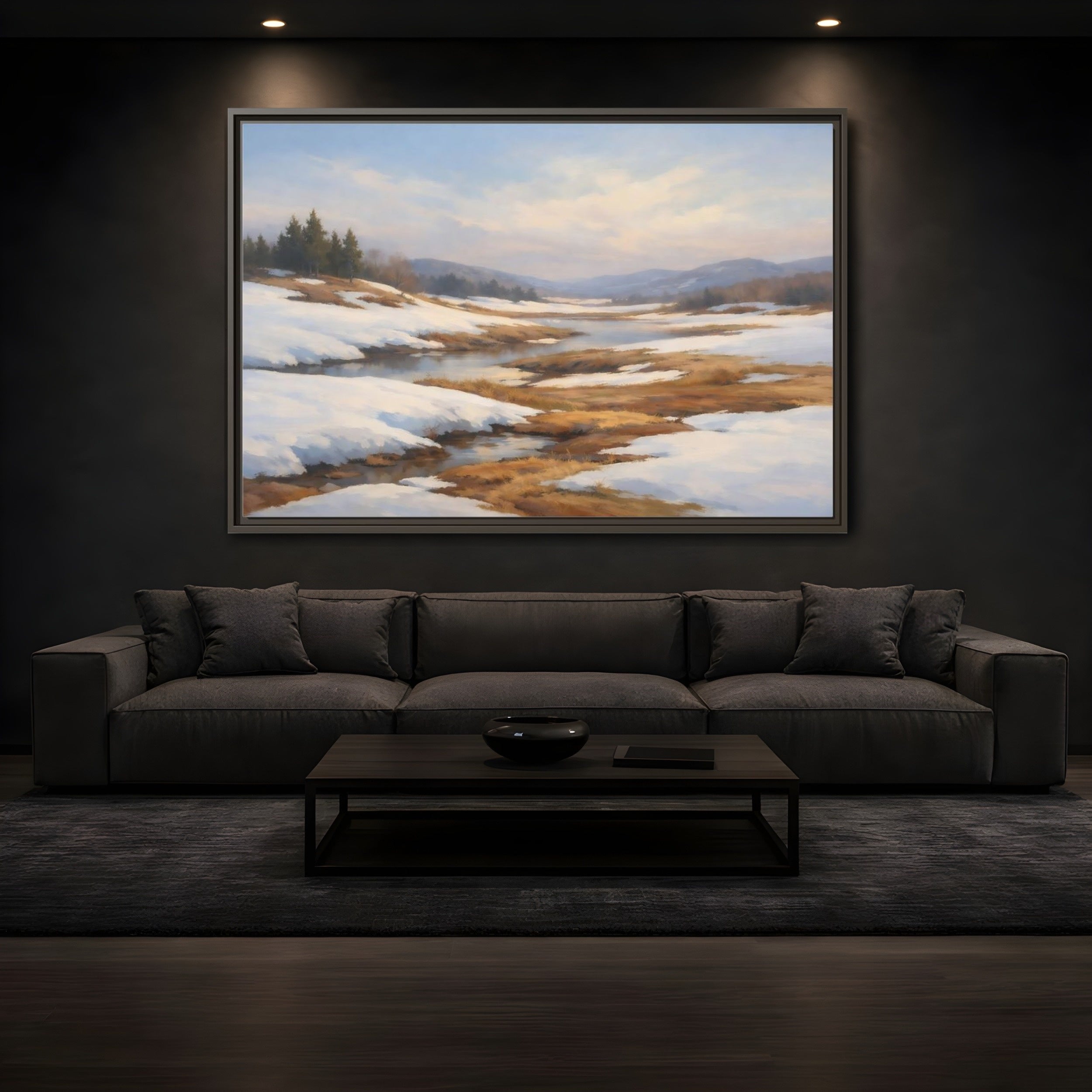 Mockup 3. Nature Winter Landscape Winter Landscape shown as stretched canvas wall art