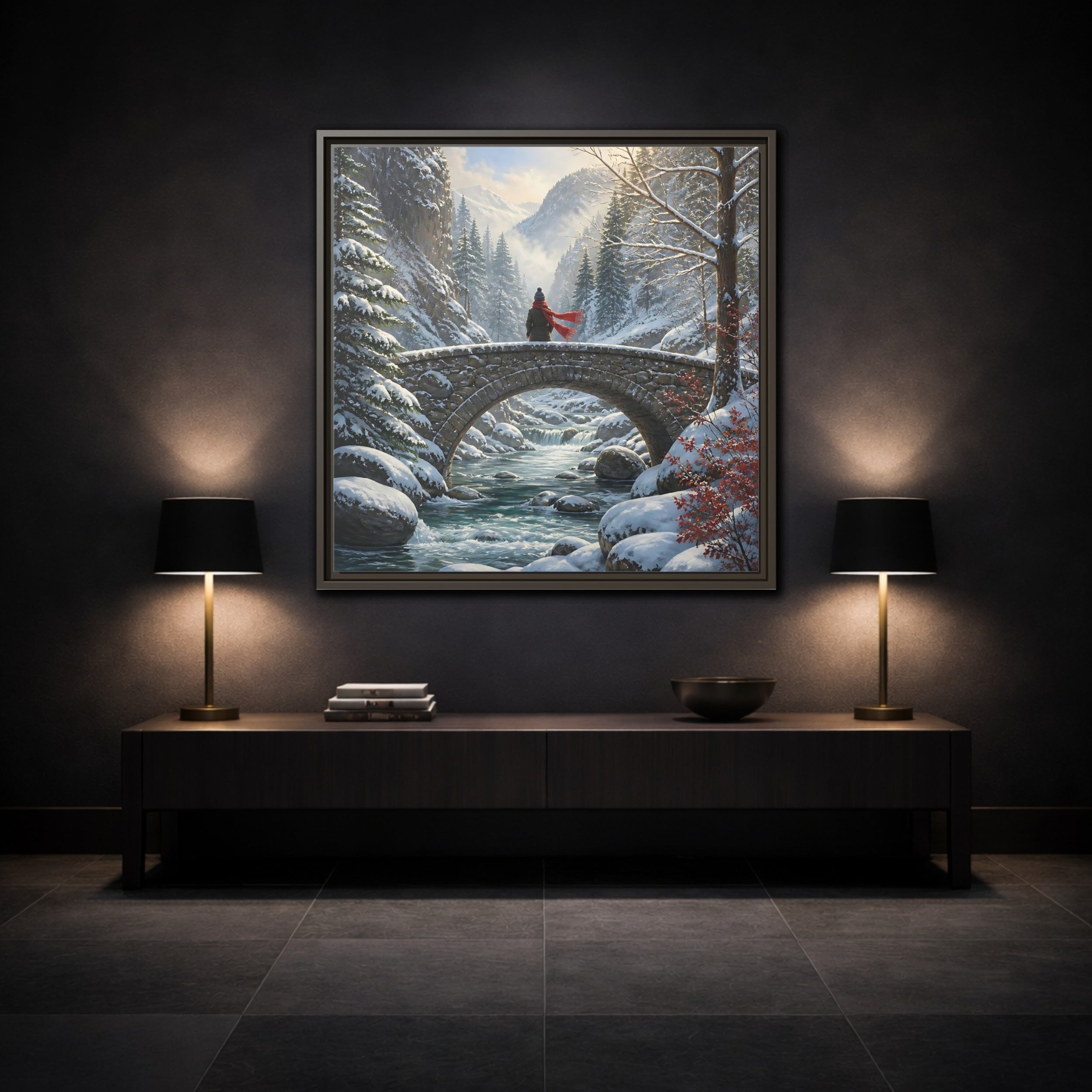 Mockup 3. Nature Winter Landscape Winter Landscape shown as stretched canvas wall art
