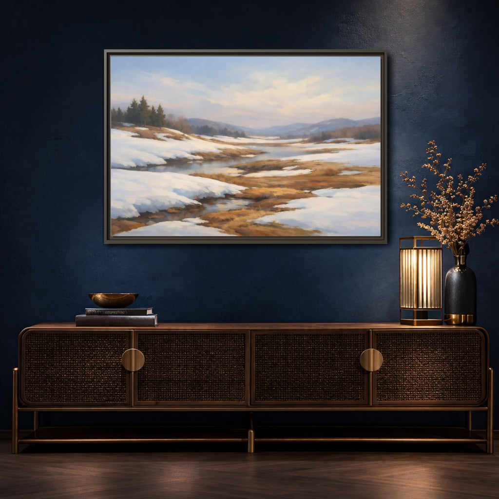 Mockup 4. Nature Winter Landscape Winter Landscape shown as stretched canvas wall art