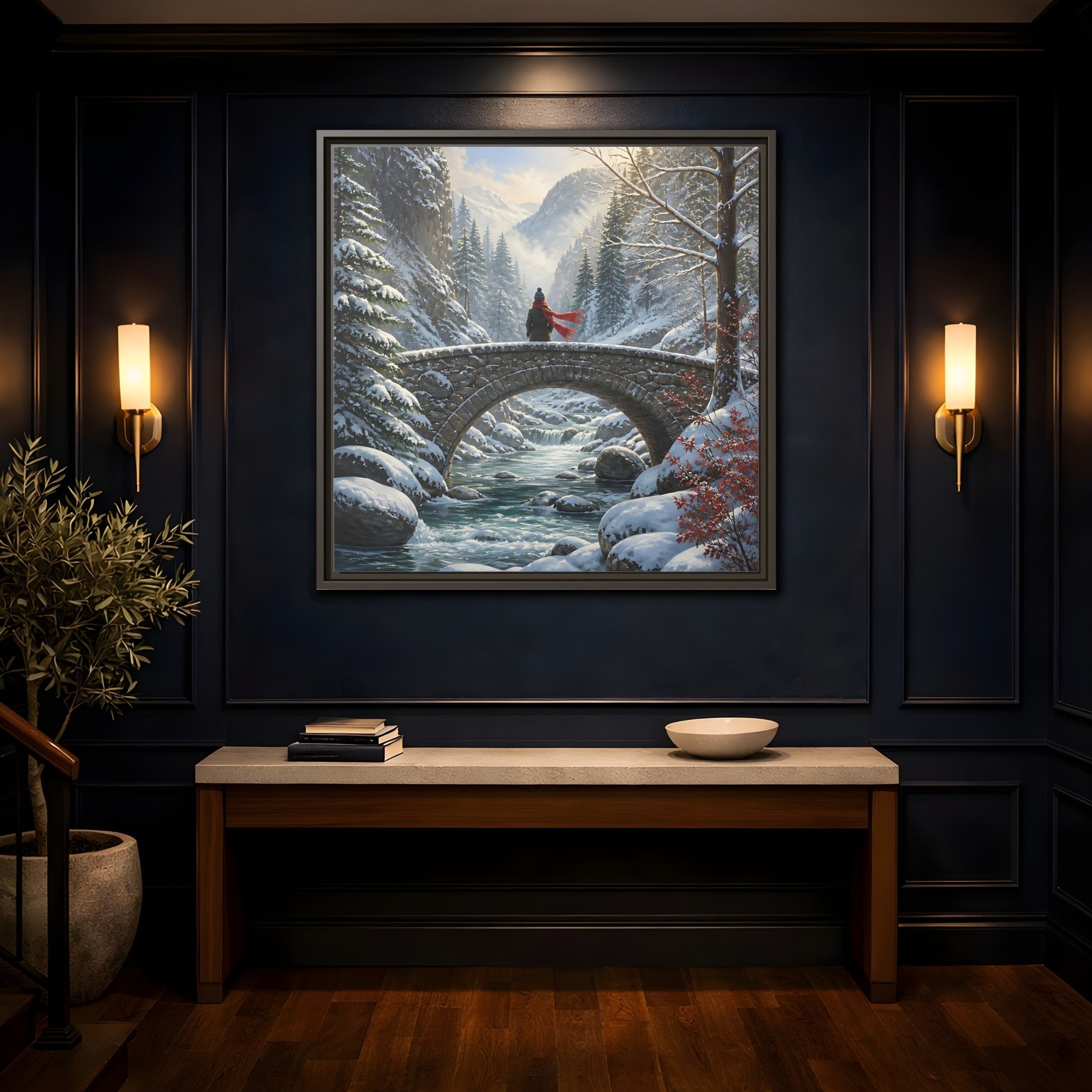 Mockup 4. Nature Winter Landscape Winter Landscape shown as stretched canvas wall art