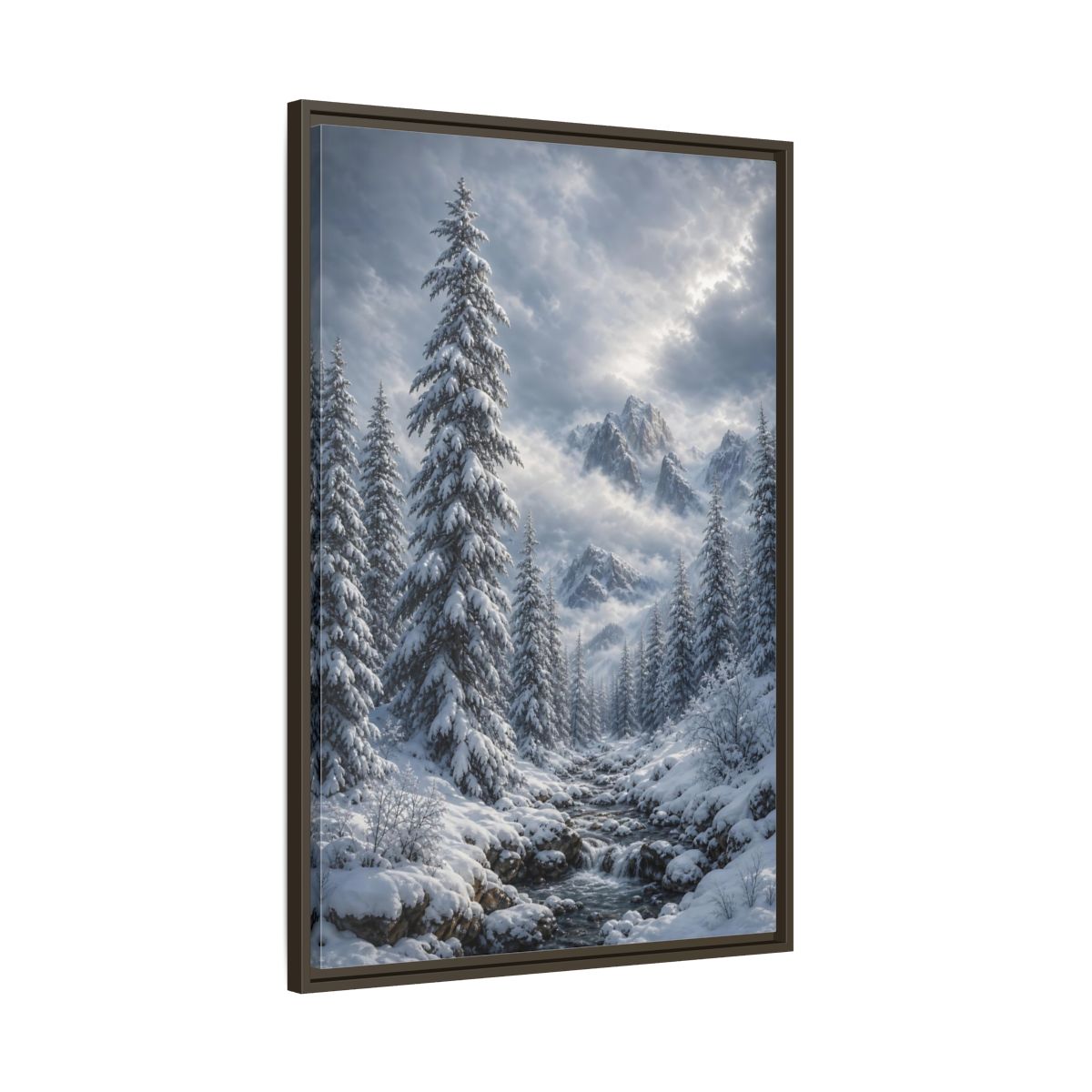 Main Mockup. Nature Winter Landscape Winter Snow Scene shown as stretched canvas wall art