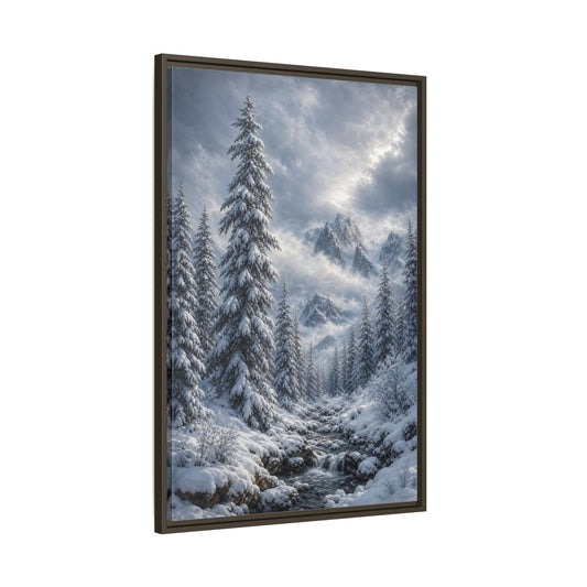 Main Mockup. Nature Winter Landscape Winter Snow Scene shown as stretched canvas wall art