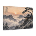 Side Mockup 4. Nature Winter Mountain Winter Mountain Sunset shown as stretched canvas wall art