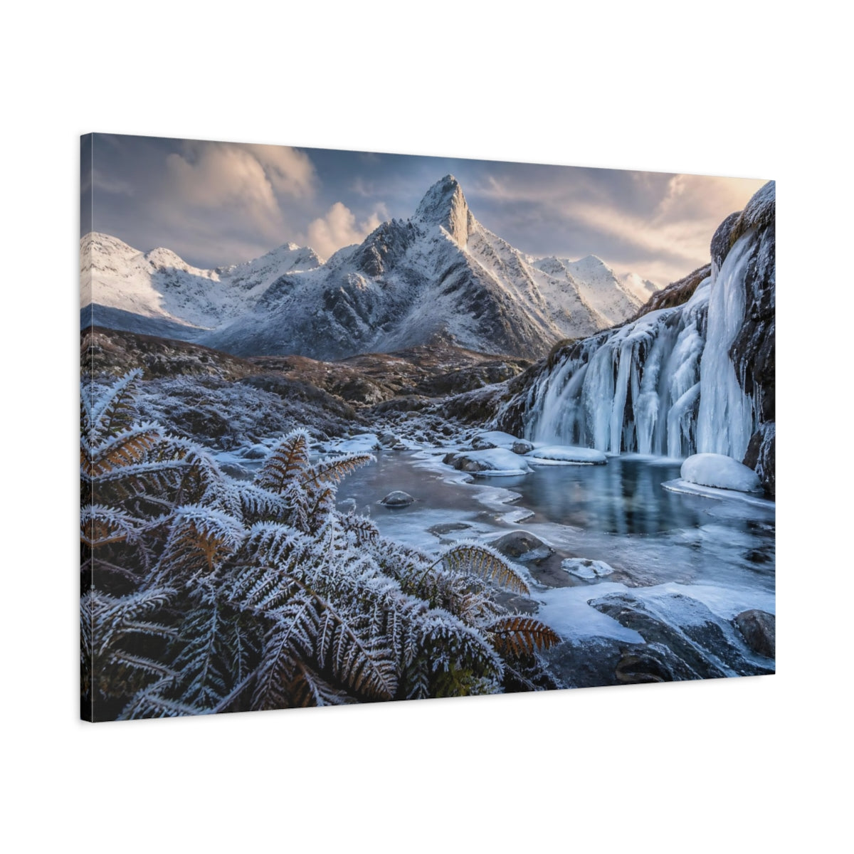Main Mockup. Nature Winter Mountain Winter Landscape shown as stretched canvas wall art