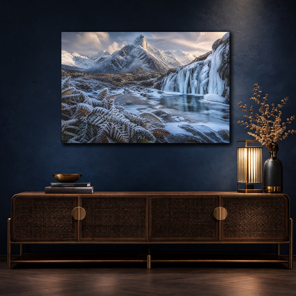 Mockup 4. Nature Winter Mountain Winter Landscape shown as stretched canvas wall art