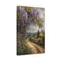 Side Mockup 4. Nature Wisteria Purple Wisteria shown as stretched canvas wall art