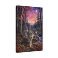 Side Mockup 4. Nature Wolves Purple Sunset Wolves shown as stretched canvas wall art