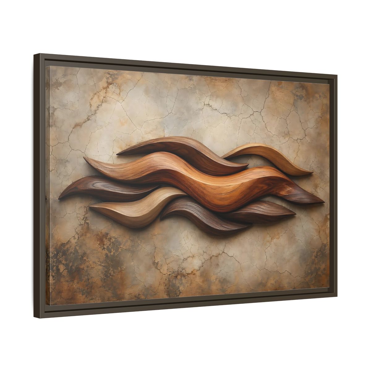 Side Mockup 11. Nature Wood Waves Brown Wood Waves shown as stretched canvas wall art