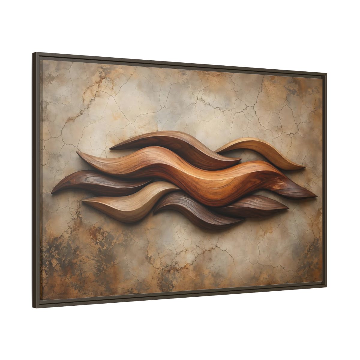 Side Mockup 8. Nature Wood Waves Brown Wood Waves shown as stretched canvas wall art