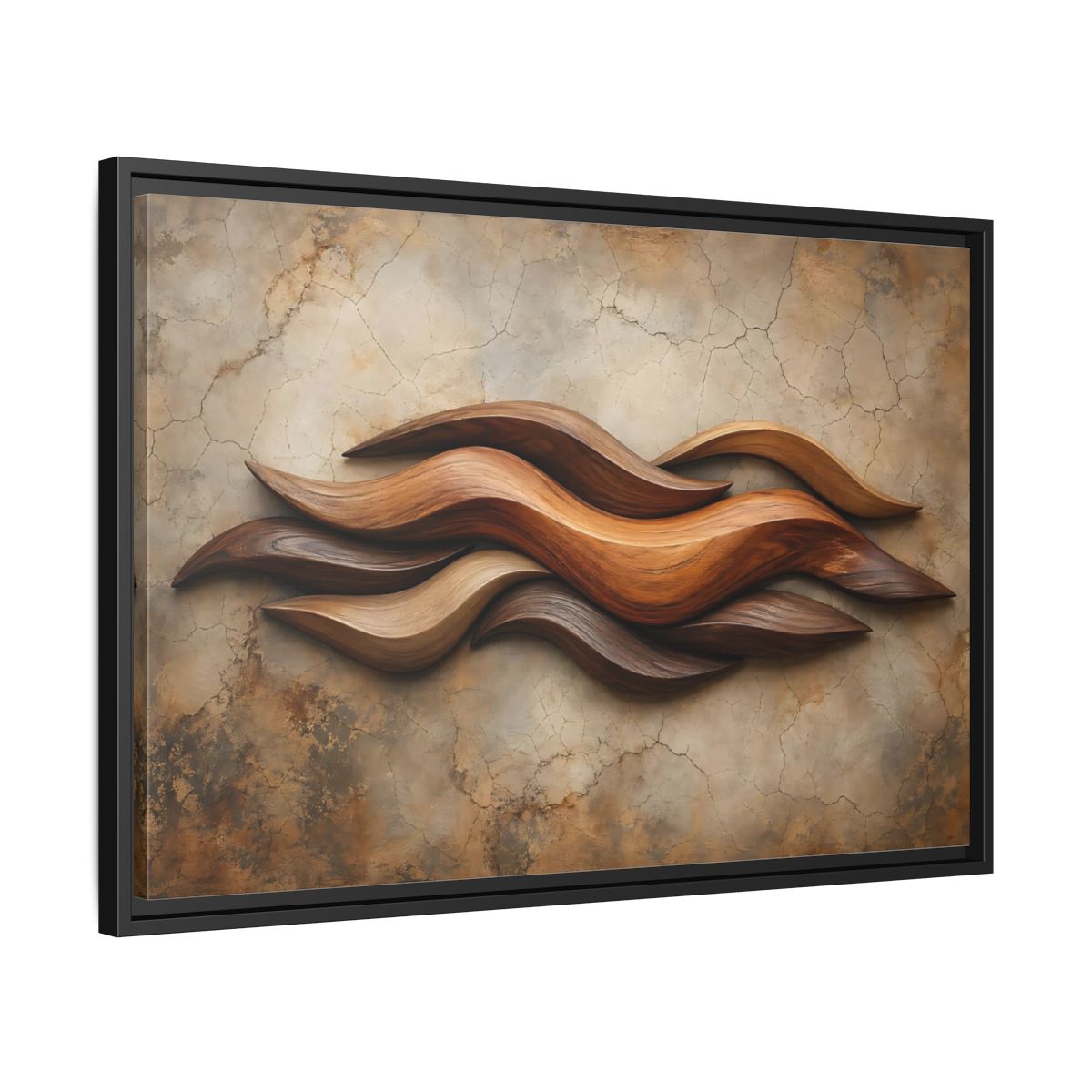 Side Mockup 14. Nature Wood Waves Brown Wood Waves shown as stretched canvas wall art