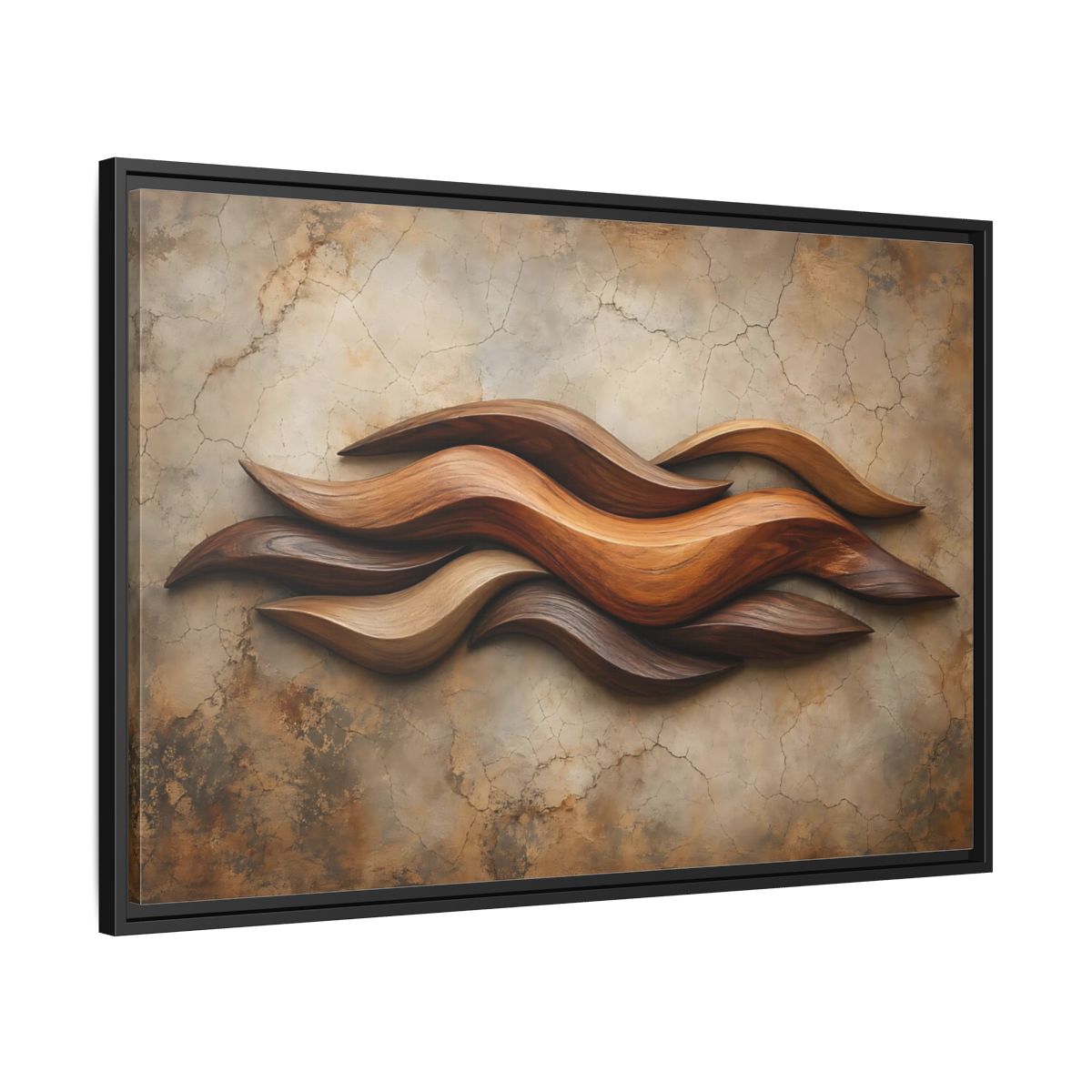 Side Mockup 13. Nature Wood Waves Brown Wood Waves shown as stretched canvas wall art