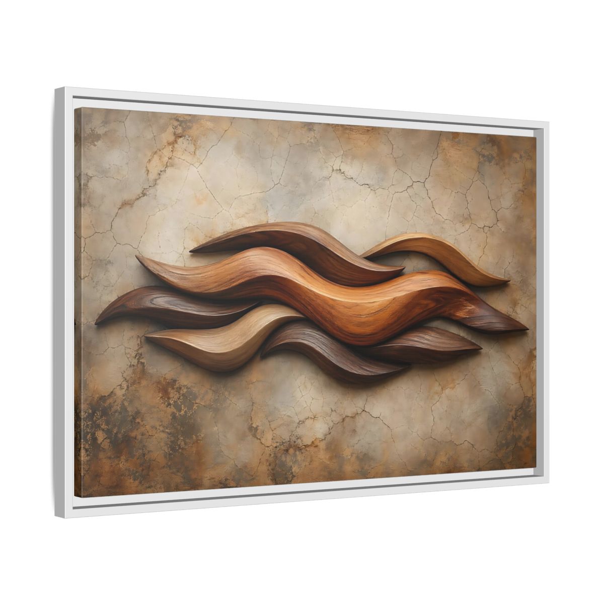 Side Mockup 10. Nature Wood Waves Brown Wood Waves shown as stretched canvas wall art