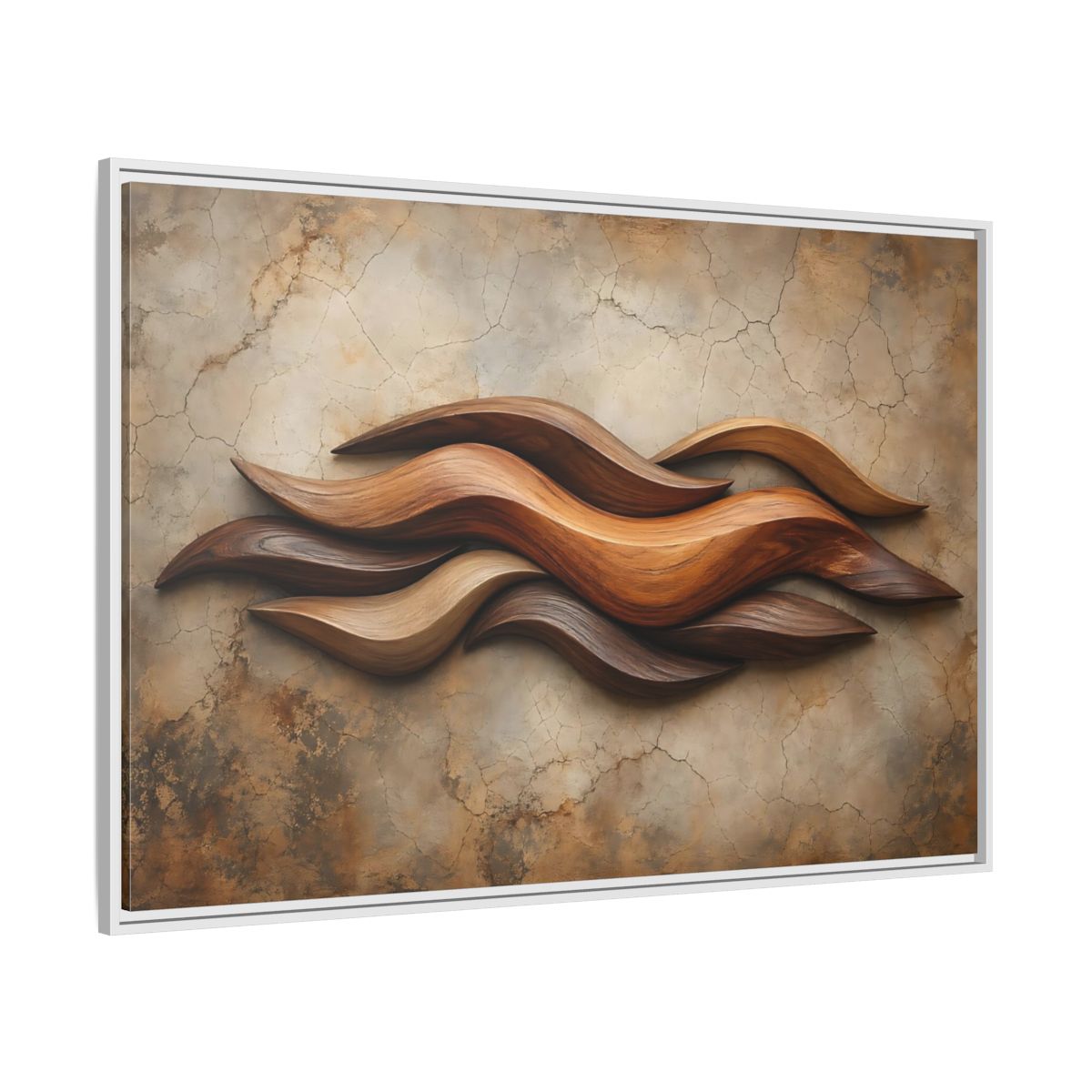 Side Mockup 7. Nature Wood Waves Brown Wood Waves shown as stretched canvas wall art
